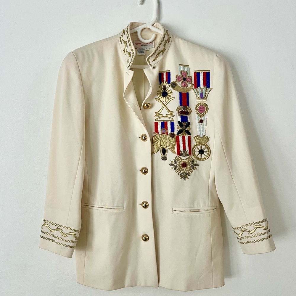 RARE Vintage Adrianna Papell Cream Wool Blazer Jacket